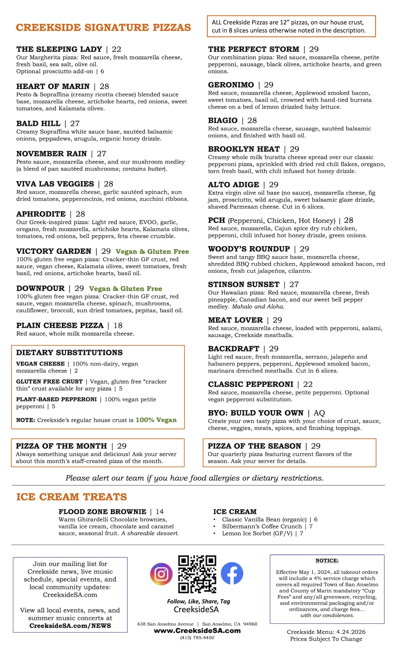 2026 menu
